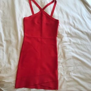 bright pink BCBGMaxAzria bandage dress